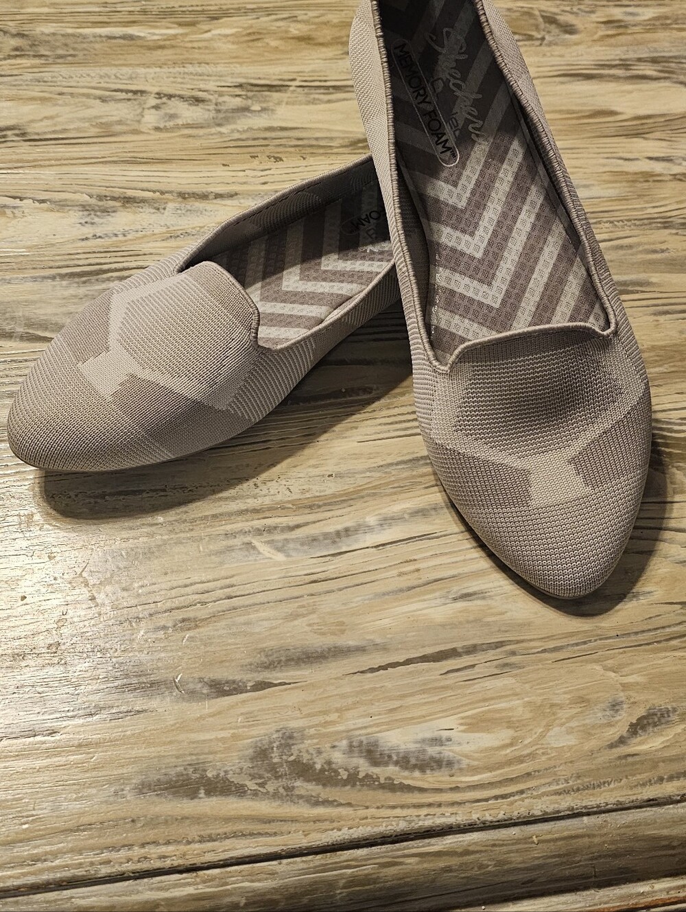 Skechers Women's Knit Slip-On Flats in Taupe
